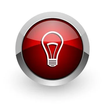 Light bulb red circle web glossy icon. Stock Illustration