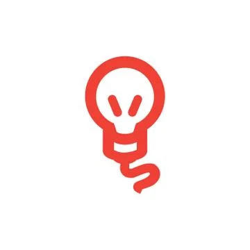 Light Bulb Red Icon On White Background. Red Flat Style Vector Illustration. Stock Illustration