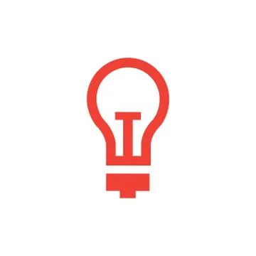 Light Bulb Red Icon On White Background. Red Flat Style Vector Illustration. Stock Illustration