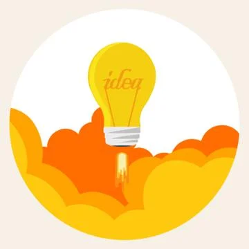 Light bulb rocket launch vector Stock Illustration