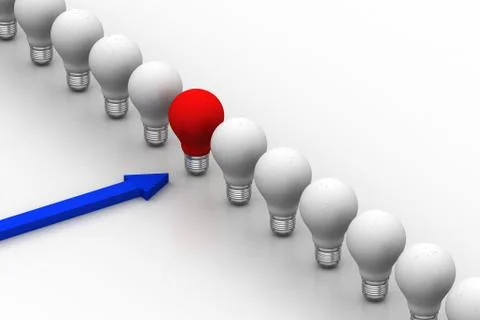 Light bulb in a row Free Stock Illustration