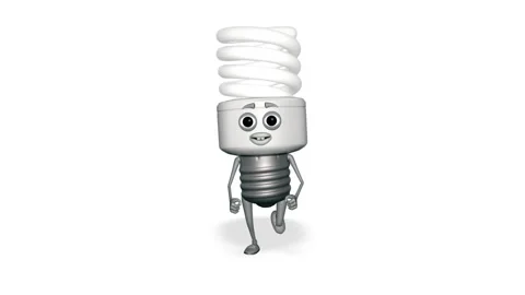 Light Bulb Runing Looped White Background Vídeos de archivo 167456007