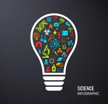 Light bulb with science icons Illustration