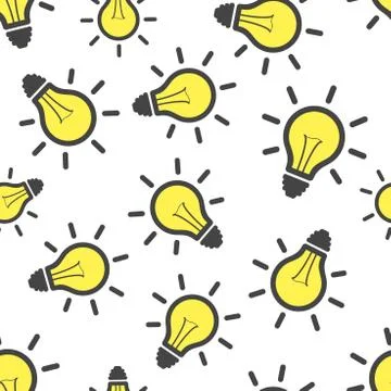 Light bulb seamless pattern background. Business flat vector illustration. Li Stock Illustration