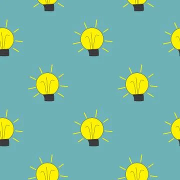 Light Bulb Seamless Pattern Background Vector Illustration Stock Illustration