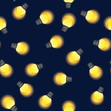 Light Bulb Seamless Pattern Background. Vector Illustration Illustrazione stock