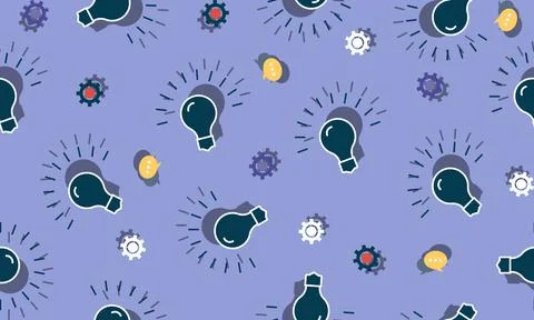 Light bulb Seamless Pattern on blue background. Stock Illustration