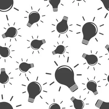Light bulb seamless pattern. Business concept lightbulb idea pictogram. Vecto Illustrazione stock