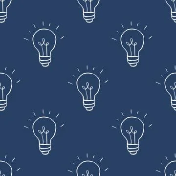 Light bulb Seamless Pattern hand drawn. Vector Illustration 스톡 일러스트