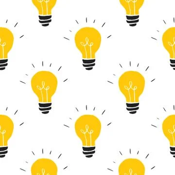 Light bulb Seamless Pattern hand drawn. Vector Illustration Stock Illustration