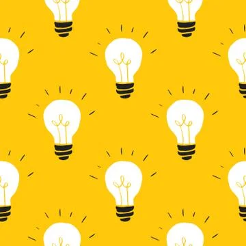 Light bulb Seamless Pattern hand drawn. Vector Illustration Stock Illustration