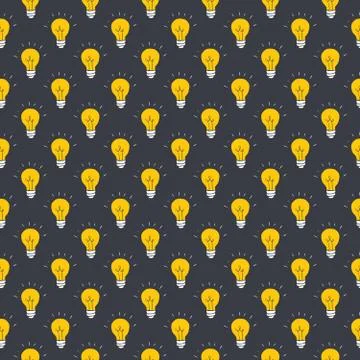 Light bulb Seamless Pattern hand drawn. Vector Illustration Stock Illustration