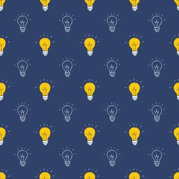 Light bulb Seamless Pattern hand drawn. Vector Illustration Stock Illustration