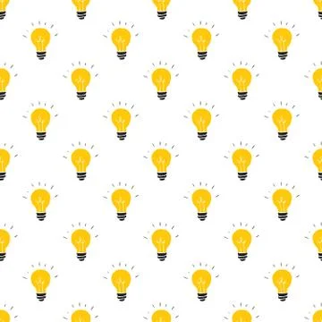 Light bulb Seamless Pattern hand drawn. Vector Illustration Stock Illustration