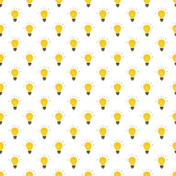 Light bulb Seamless Pattern hand drawn. Vector Illustration Illustrazione stock