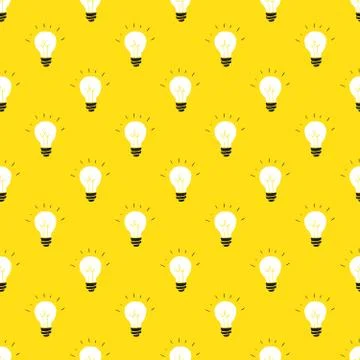 Light bulb Seamless Pattern hand drawn. Vector Illustration Illustrazione stock