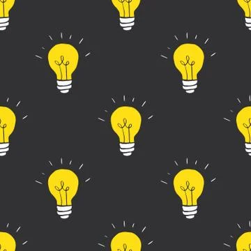 Light bulb Seamless Pattern hand drawn. Vector Illustration Stock Illustration