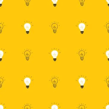 Light bulb Seamless Pattern hand drawn. Vector Illustration Stock Illustration