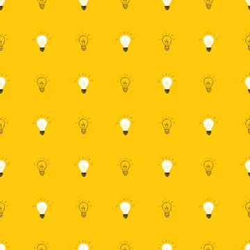 Light bulb Seamless Pattern hand drawn. Vector Illustration Stock Illustration