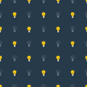 Light bulb Seamless Pattern hand drawn. Vector Illustration 스톡 일러스트
