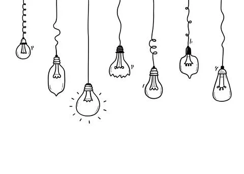 Light bulb set. Doodle hand drawn Stock Illustration