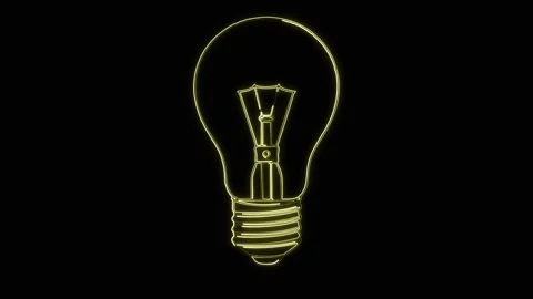 Light bulb shape with glowing neon light path effect on plain black background Stock Footage 336676994