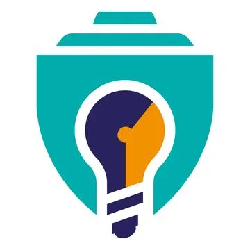 Light Bulb Shield Smart Idea Protection Innovation Logo Stock Illustration