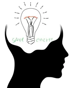 A light bulb shines in the head of a thinking man, concept of a bright idea,  Stock Illustration