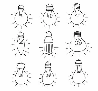 Light bulb with shining light in doodle style. イラスト素材