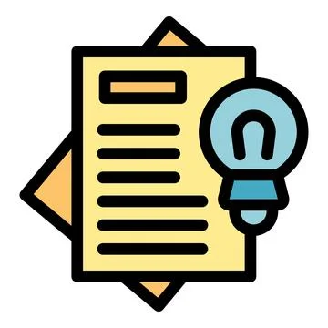 Light bulb shining near stack of papers symbolizing innovative idea generatio Stock Illustration