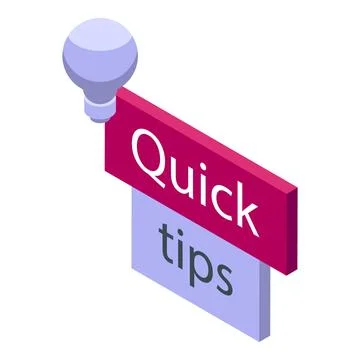 Light bulb shining on quick tips sign representing smart solutions Stock Illustration