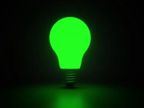 Light bulb shiny green render Stock Illustration