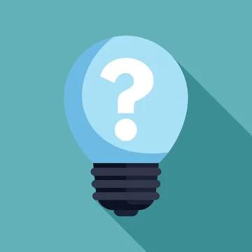 Light bulb showing question mark representing problem solving Illustrazione stock