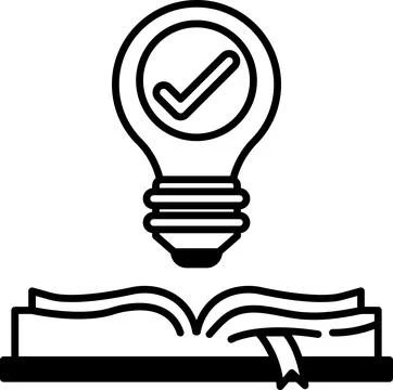 Light bulb is shown above an open book Stock Illustration