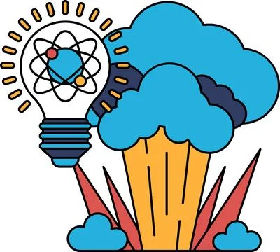 A light bulb is shown with a cloud in the background Illustrazione stock
