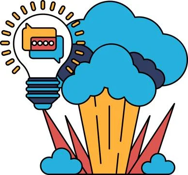 A light bulb is shown with a cloud in the background Illustrazione stock