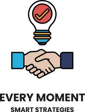 A light bulb is shown with a handshake between two people 스톡 일러스트