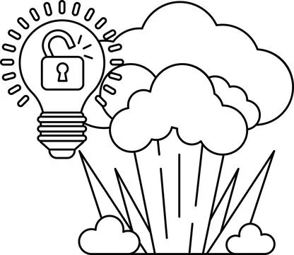A light bulb is shown with a keyhole in it Illustrazione stock