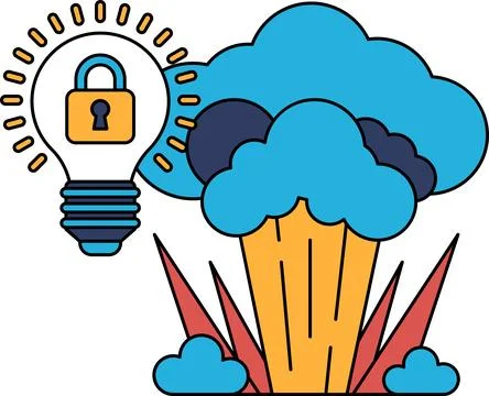 A light bulb is shown with a lock on it 스톡 일러스트