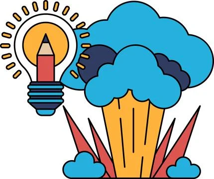 A light bulb is shown in the middle of a cloud 스톡 일러스트