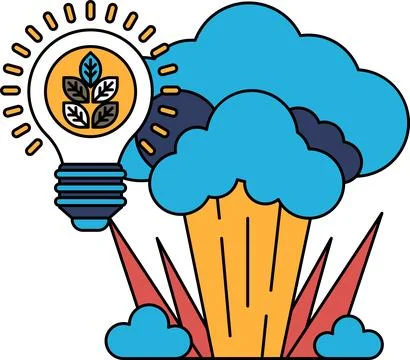 A light bulb is shown in the middle of a cloud 스톡 일러스트