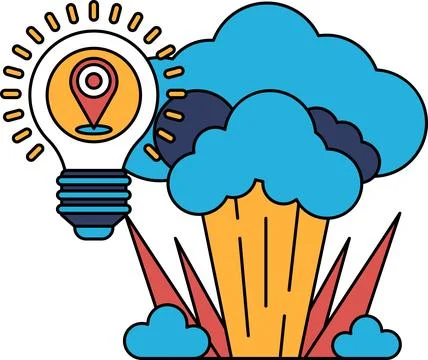 A light bulb is shown in the middle of a cloud 스톡 일러스트