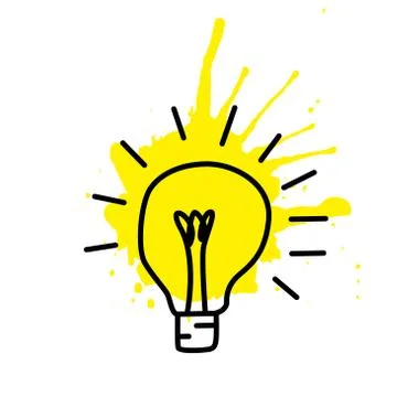 Light bulb sketch with concept of idea. Doodle hand drawn sign. Vector イラスト素材