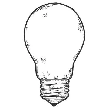 Light bulb. Sketch scratch board imitation. Black and white. Stock Illustration