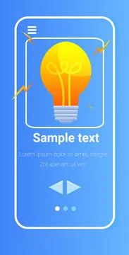 Light bulb on smartphone screen startup new creative idea creativity concept Stock Illustration