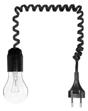 Light bulb in the socket with a wire and a plug Stock Photos