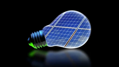 Light Bulb with Solar Panels Inside - Clean Energy Concept - 3D Rendered Stock Footage 103640601