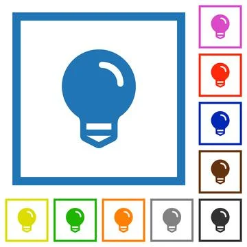 Light bulb solid flat framed icons Stock Illustration