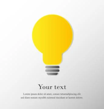 Light bulb with space on grey background, paper cut design. Stock Illustration