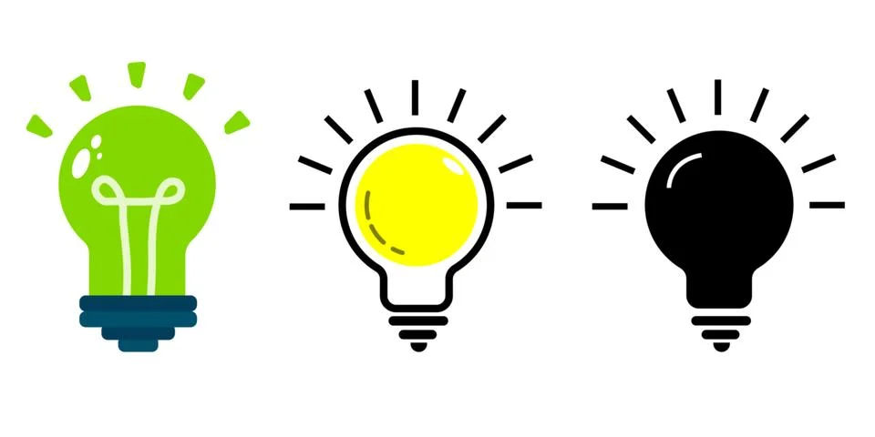 Light bulb with sparkle rays shine. Yellow Light bulb and check mark icon. .. Stock Illustration